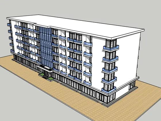 SketchUp model of an apartment building
