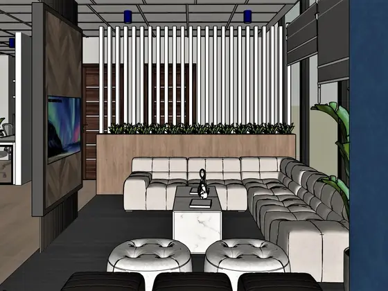 SketchUp view of an office lounge