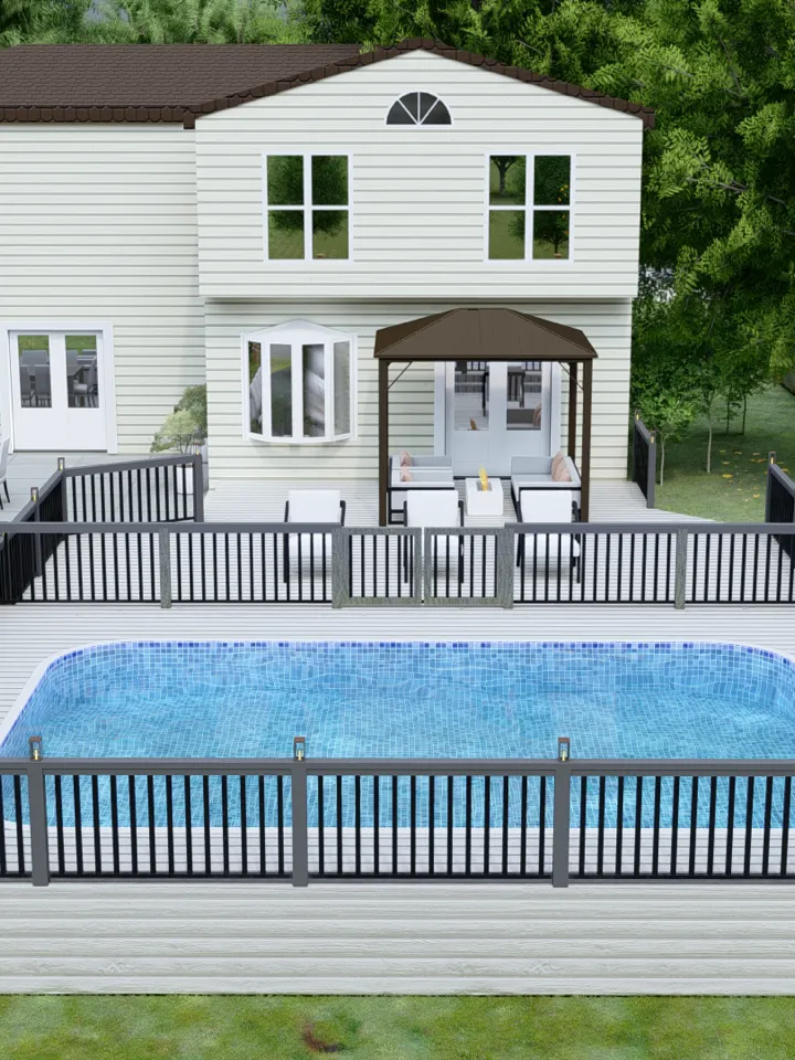 Render of a house with a fenced swimming pool