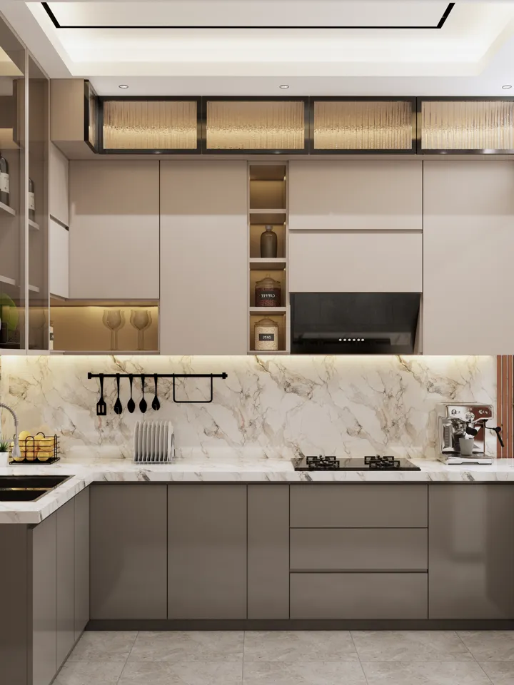 Vertical render of a modern kitchen